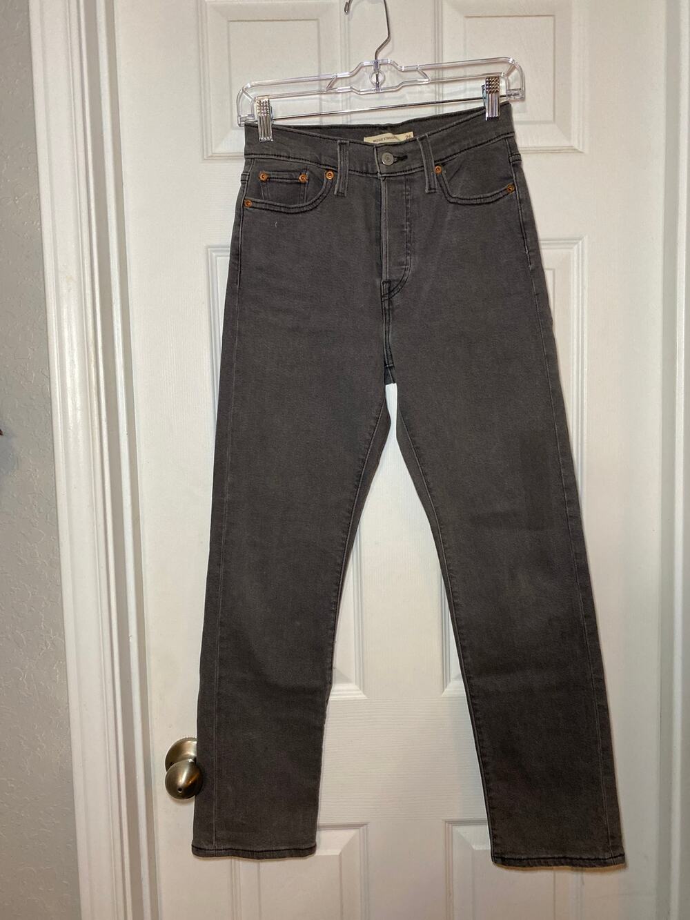 Levi’s Wedgie Straight Jeans Washed Grey Charcoal High Rise 26x28